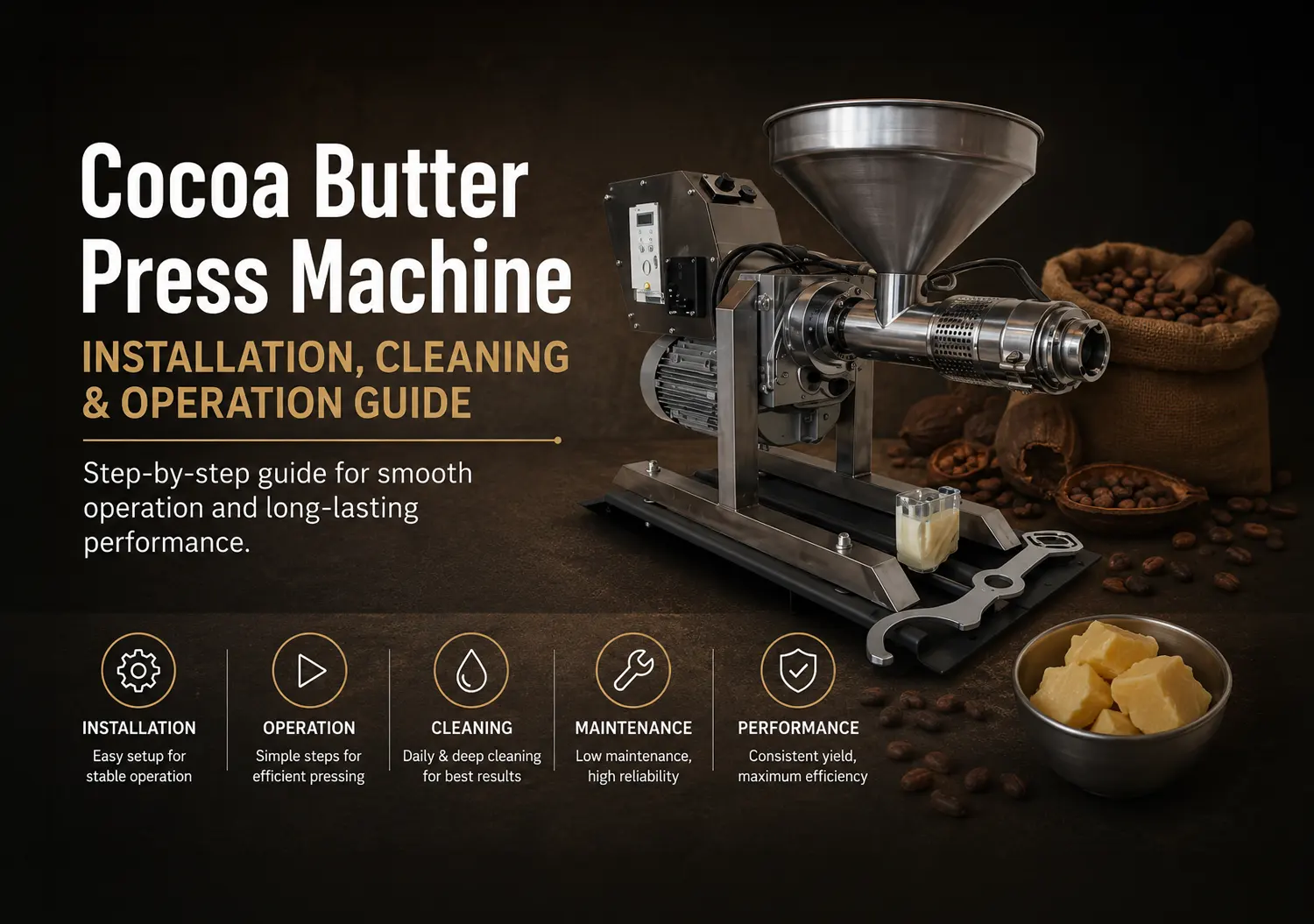 how to install clean and operate a cocoa butter press
